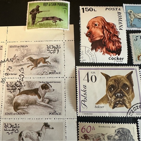 Vintage Worldwide Hunting Dog Postage Stamps – Oman Full Sheet - Picture 7 of 8